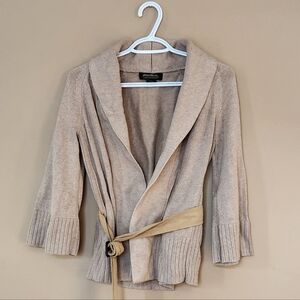 Vintage Eddie Bauer Womans Belted Sweater Cardigan With Ribbed Hem Sz Small Y2K